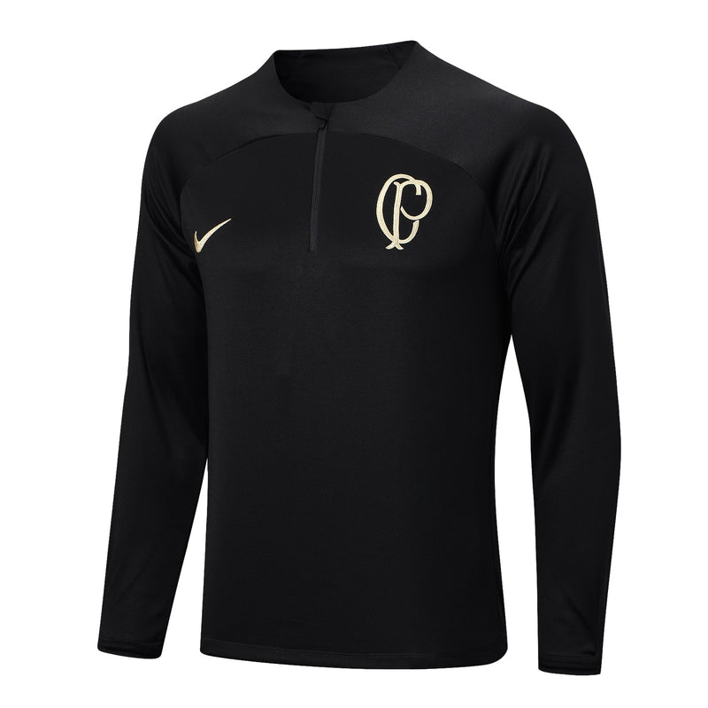Conjunto Timão Ziper Curto Treino Preto