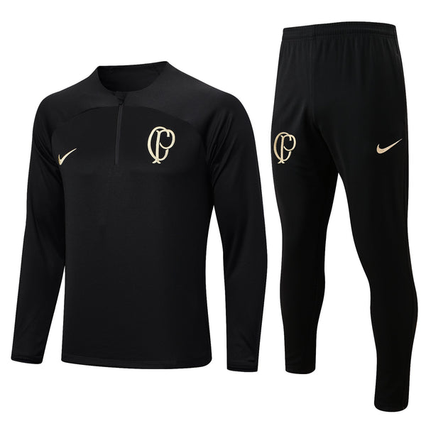 Conjunto Timão Ziper Curto Treino Preto