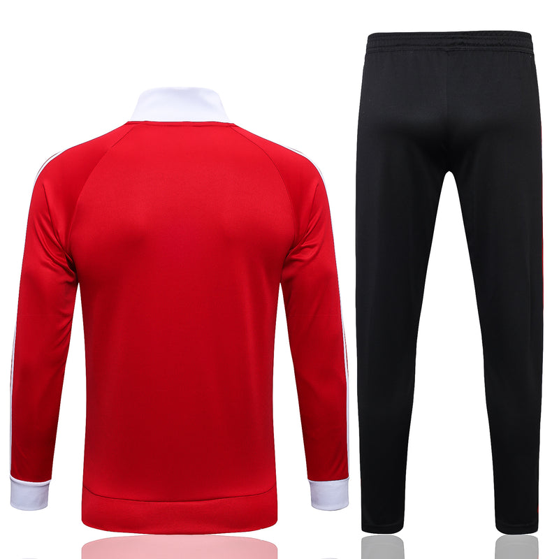 Conjunto Manchester United Zíper Longo Vermelho e Branco