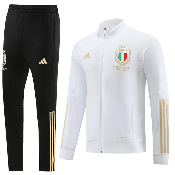 Conjunto Itália Zíper Longo Branco e Dourado