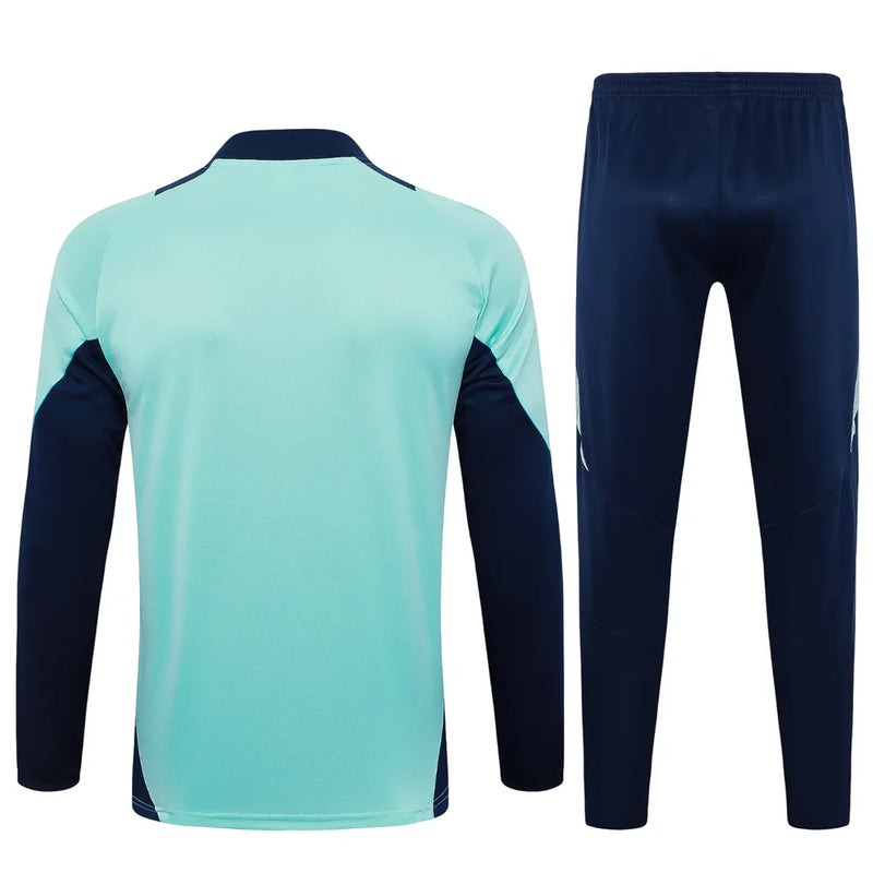 Conjunto Arsenal Zíper Curto Treino Azul Turquesa 2024/25