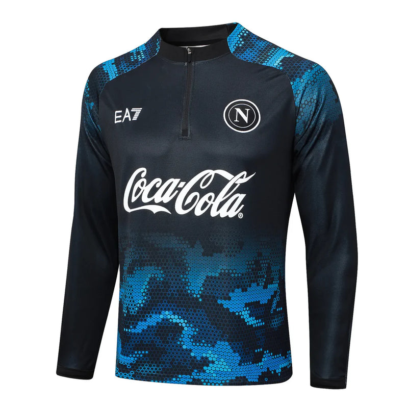 Conjunto Napoli Zíper Curto Treino Preto 2024/25