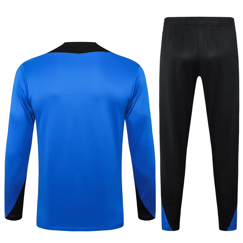 Conjunto Barcelona Zíper Curto Treino Azul 2024/25