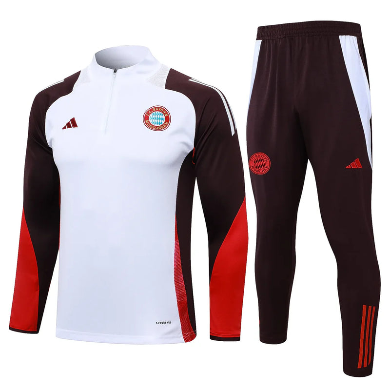 Conjunto Bayern de Munique Zíper Curto Treino Branco 2024/25
