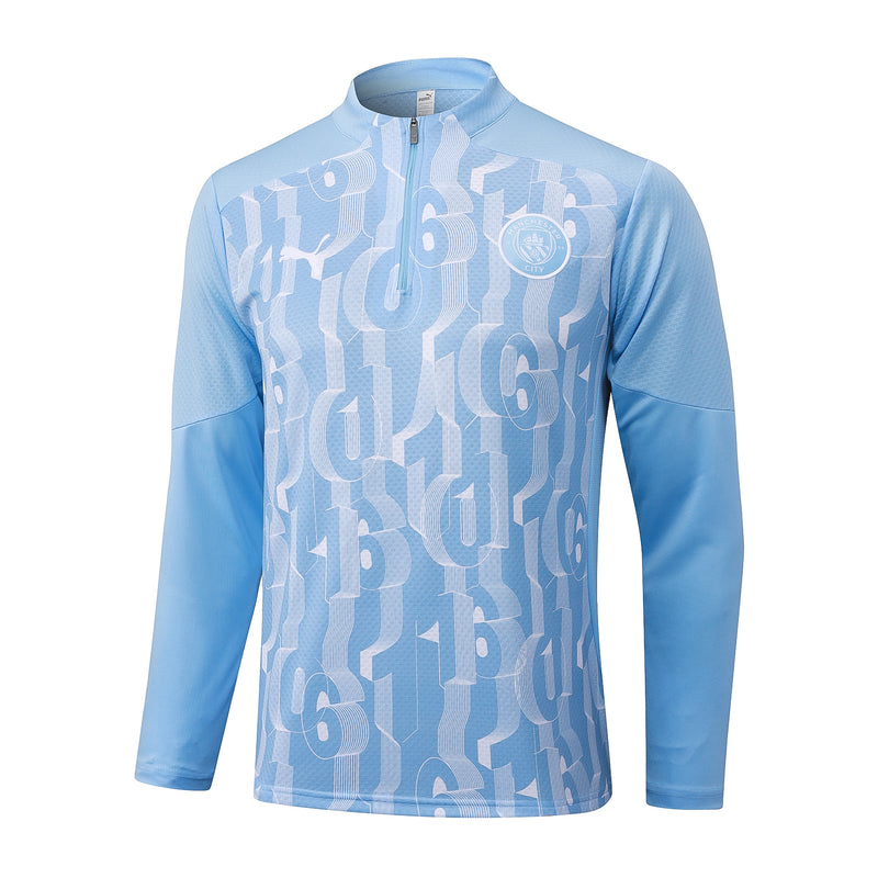 Conjunto Manchester City Zíper Curto Azul