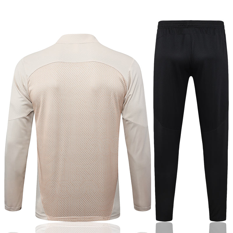 Conjunto AC Milan Zíper Curto Treino Bege
