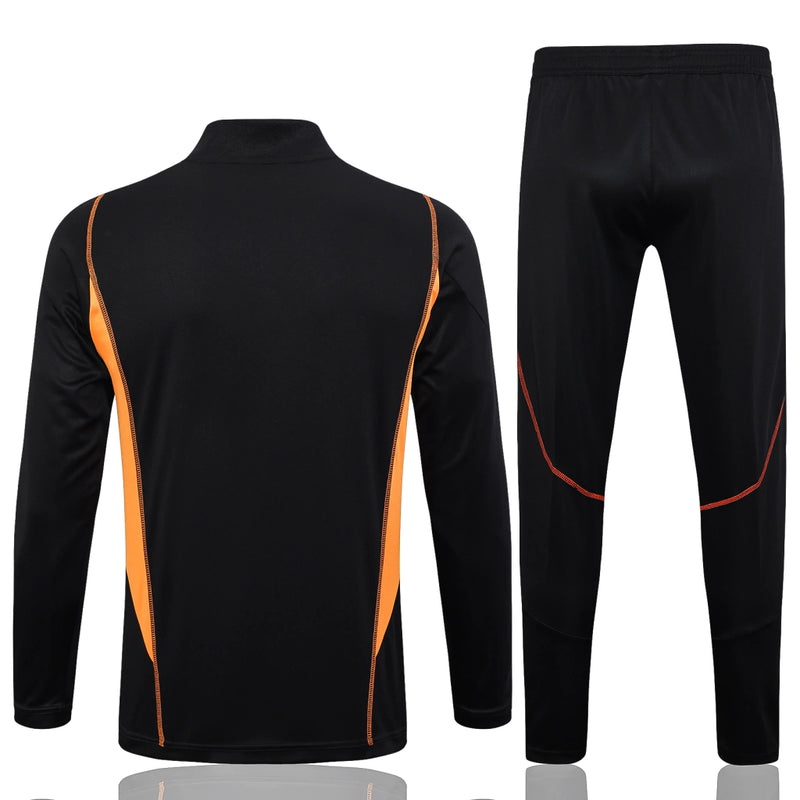 Conjunto Internacional Zíper Curto 2023/24 - Preto e Laranja